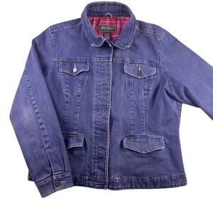 Eddie Bauer Jean Jacket Chore Coat Flannel Lined Women’s XL denim
